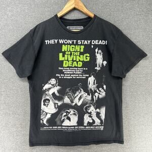 Night Of The Living Dead T-Shirt Men's Large Faded Black Graphic Horror Worn